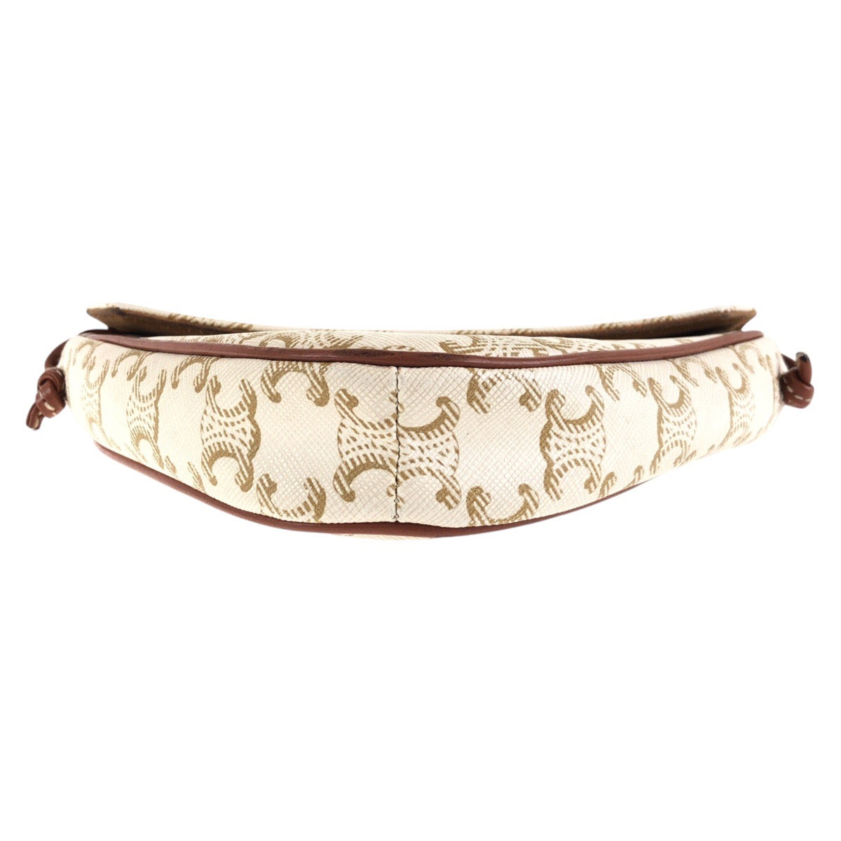 17054
CELINE セリーヌ トリオンフ トライアングル ベージュ ブラウン PVC 斜め掛け ショルダーバッグ ポシェット レディース ABP78