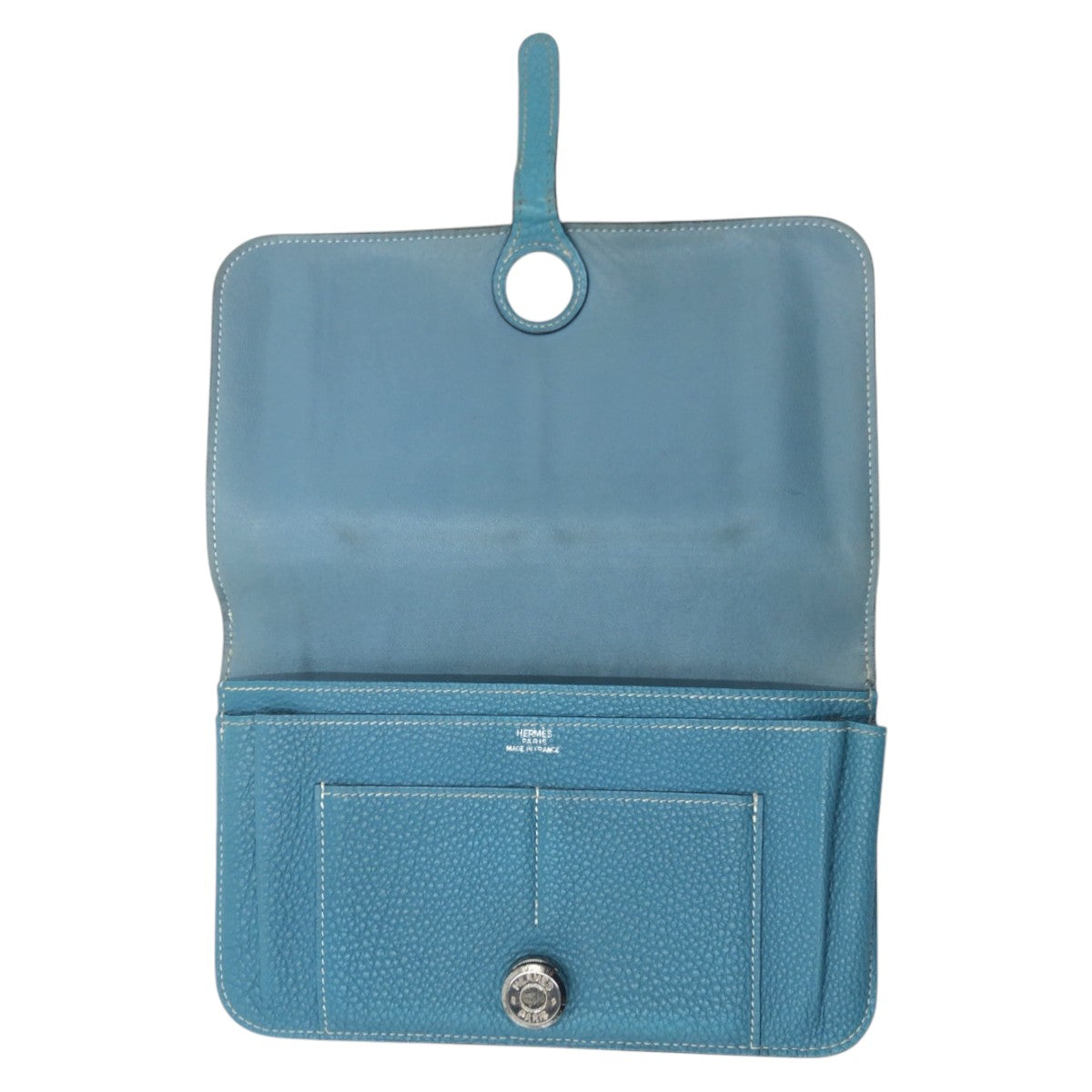 17202
HERMES エルメス ドゴンGM ブルー ライトブルー シルバー金具 トゴ 長財布 ロングウォレット 男女兼用 □H刻印 レディース AB30