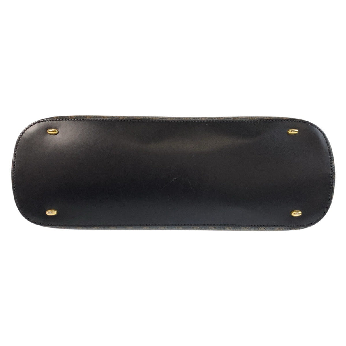 17261
CELINE セリーヌ ヴィンテージ マカダム ブラウン ブラック 黒 ゴールド金具 PVC / レザー MC96 ハンドバッグ レディース ABP43
