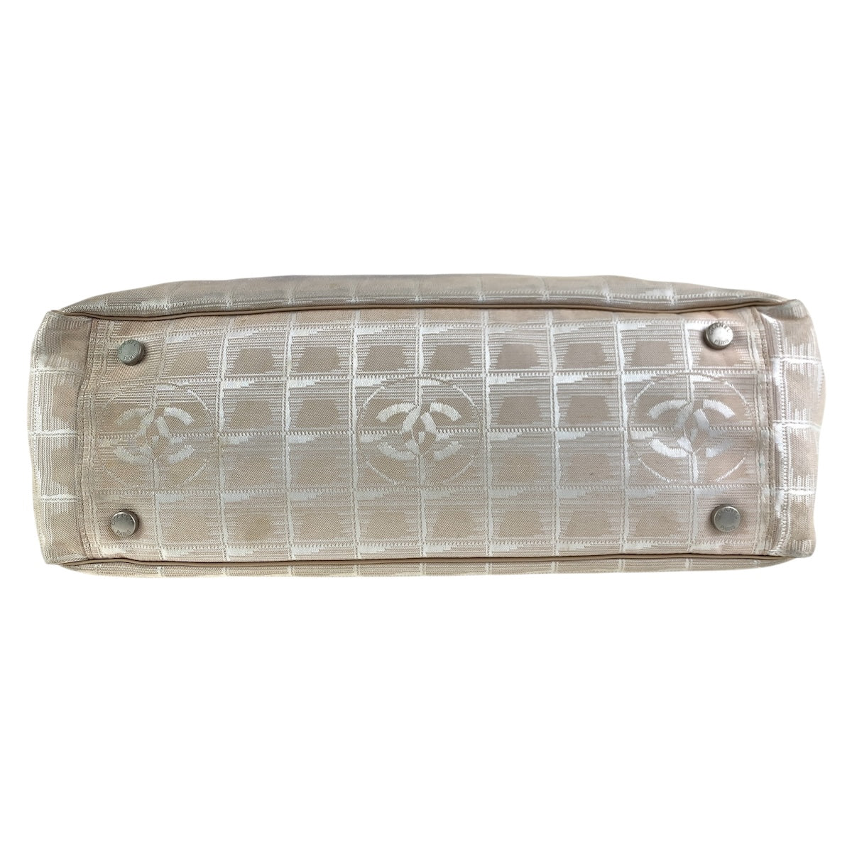 17347
CHANEL シャネル ヴィンテージ ニュートラベルライン ベージュ シルバー金具 キャンバス / レザー トートバッグ ショルダーバッグ レディース AB32