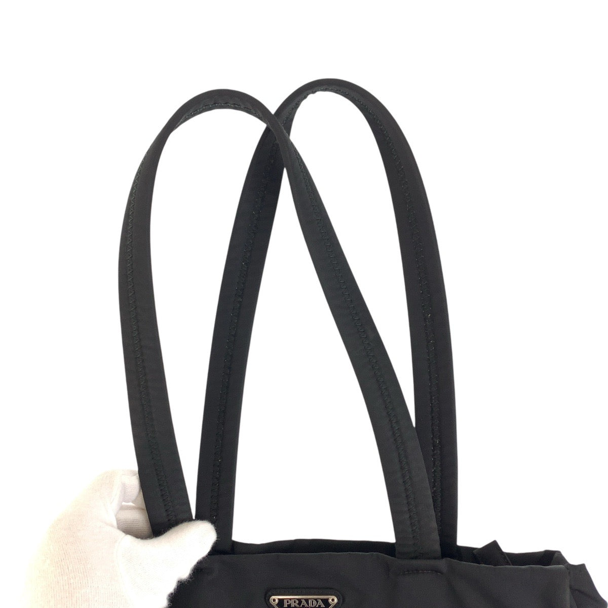 17388
PRADA プラダ テスート 三角ロゴプレート ブラック 黒 シルバー金具 ナイロン トートバッグ ショルダーバッグ レディース ABP39