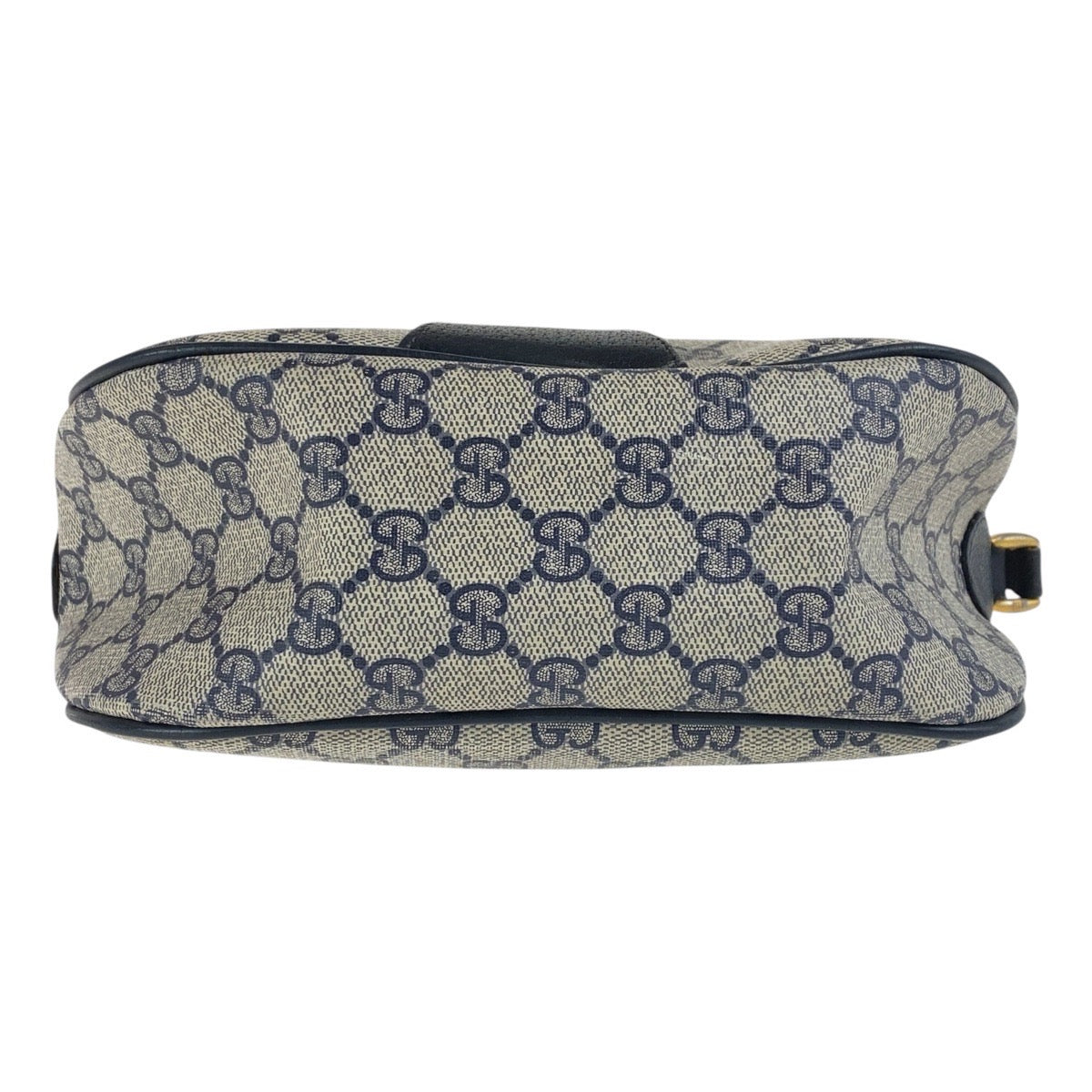 17481
GUCCI Vintage Old Gucci Sherry line Navy Gold Hardware GG Supreme Canvas / Leather 89 02 032 Crossbody Shoulder Bag Ladies AB28