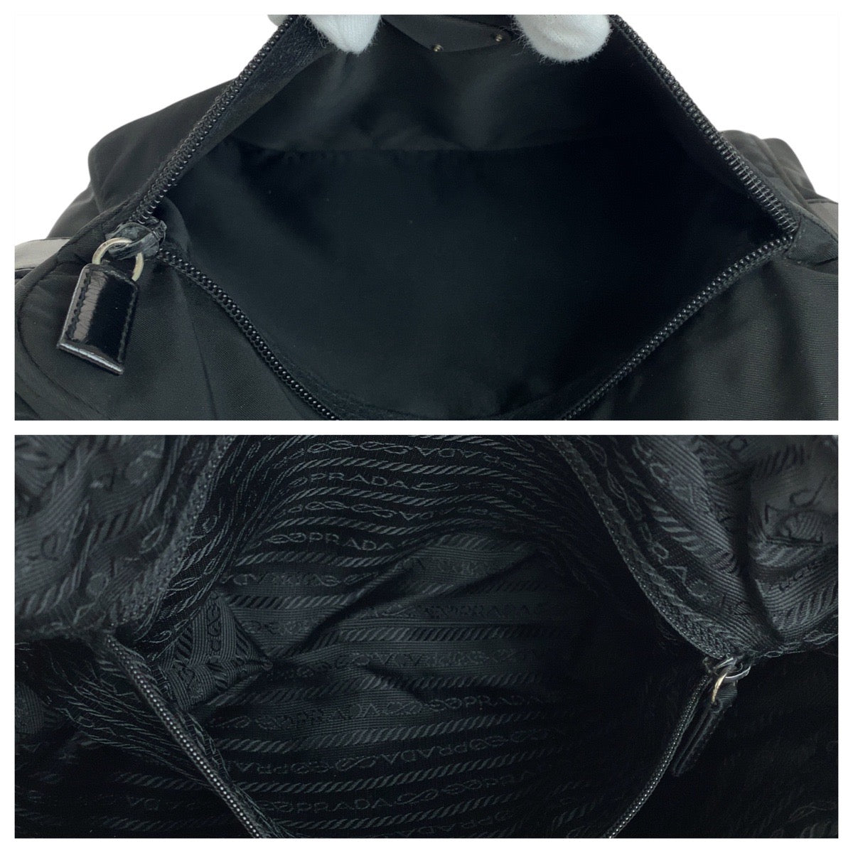 17483
PRADA プラダ テスート 三角ロゴプレート ブラック 黒 シルバー金具 ナイロン ショルダーバッグ ポシェット レディース
