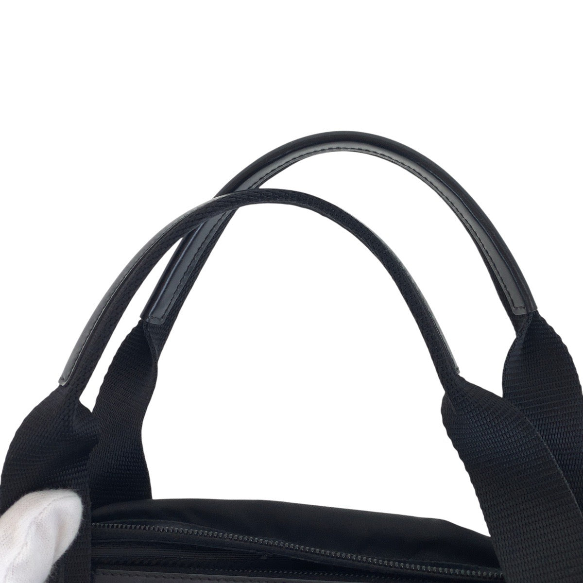 17493
PRADA プラダ テスート 三角ロゴプレート ブラック 黒 シルバー金具 ナイロン / レザー トートバッグ ミニボストンバッグ レディース
