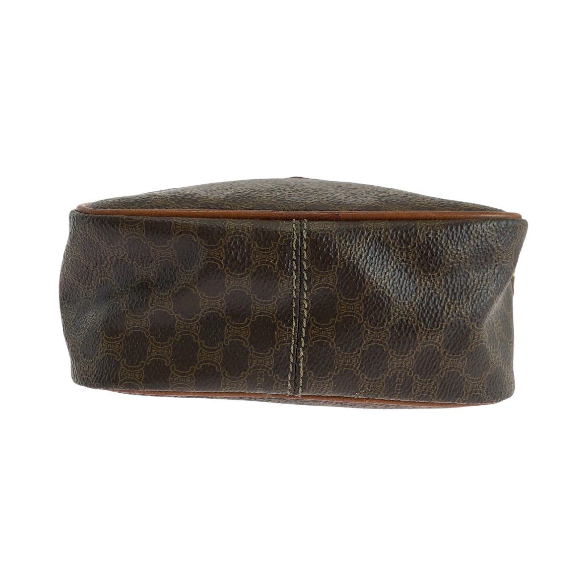 17627
CELINE セリーヌ ヴィンテージ マカダム ダークブラウン ブラウン ゴールド金具 PVC ショルダーバッグ バニティバッグ 2way レディース AB27