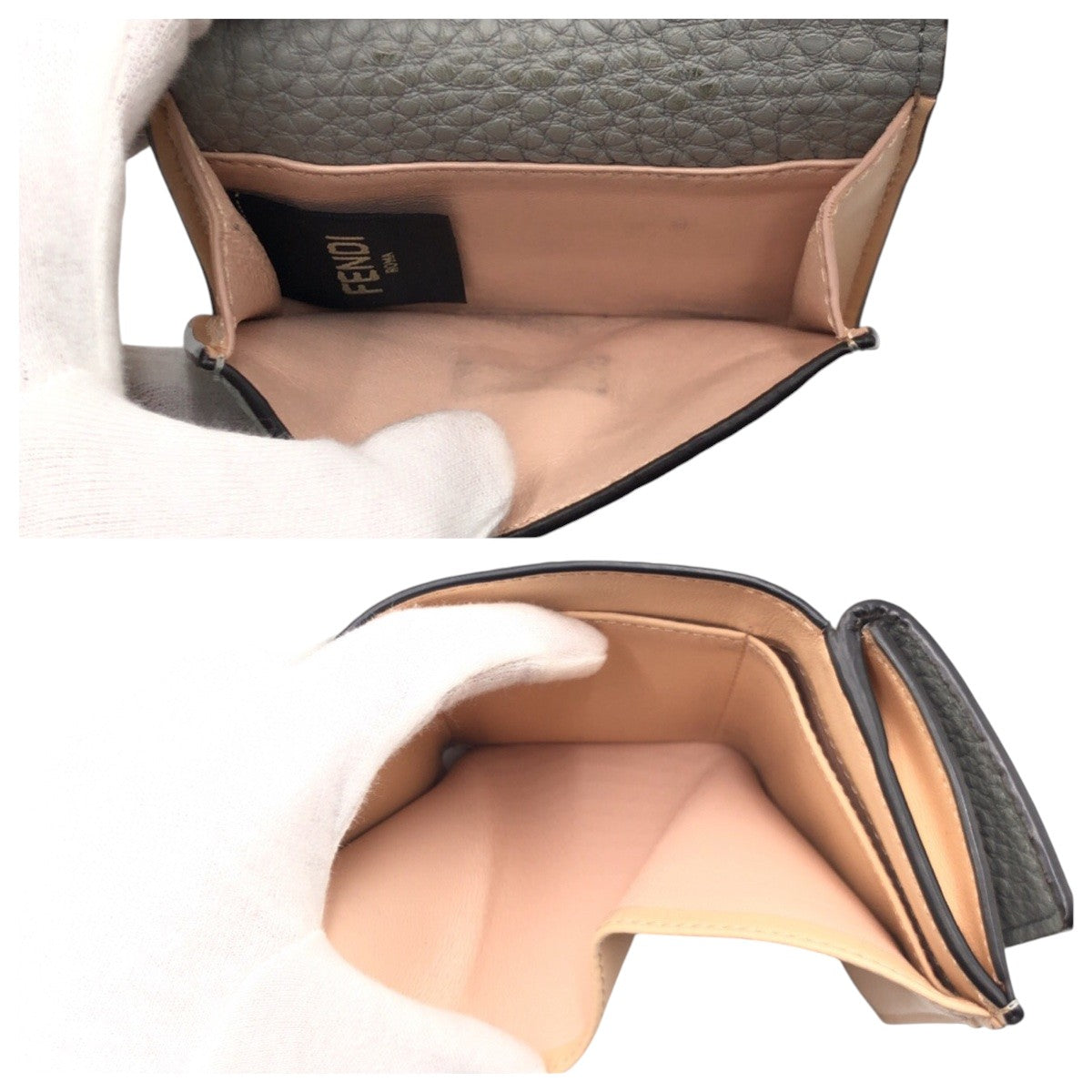 17639
FENDI フェンディ ピーカブー グレー シルバー金具 レザー 8M0426 A91B 229 2018 折財布 コンパクトウォレット レディース ABP