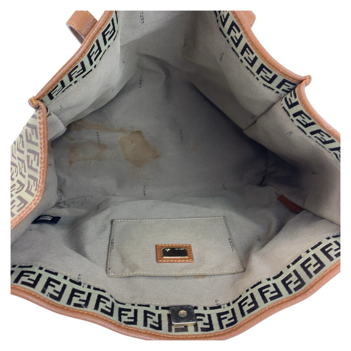 17664
FENDI フェンディ ズッキーノ ブラウン ゴールド金具 キャンバス / レザー 8BH153 トートバッグ ショルダーバッグ レディース AB45