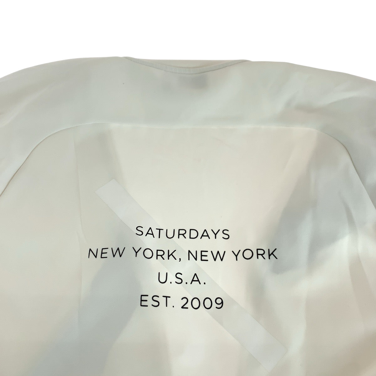 17720
SATURDAYS NEW YORK CITY サタデーズ ニューヨーク シティ Origins DN JP Light Sweat サイズXL ホワイト ブラック シルバー金具 ポリエステル BGM 12040 A ジャージ パーカー メンズ A14
