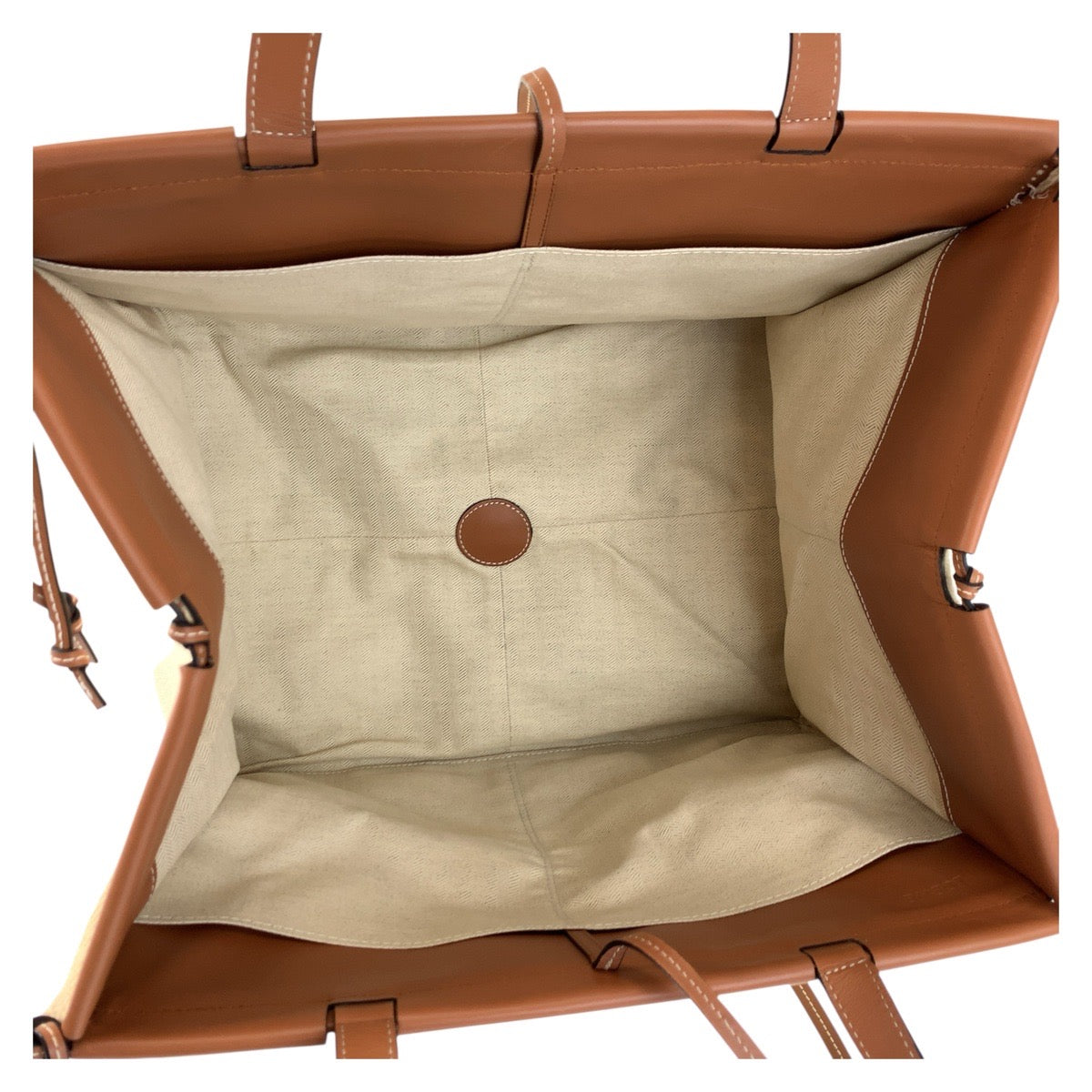 17759
LOEWE ロエベ アナグラム クッショントート ベージュ ブラウン キャンバス / レザー トートバッグ ショルダーバッグ レディース AB67