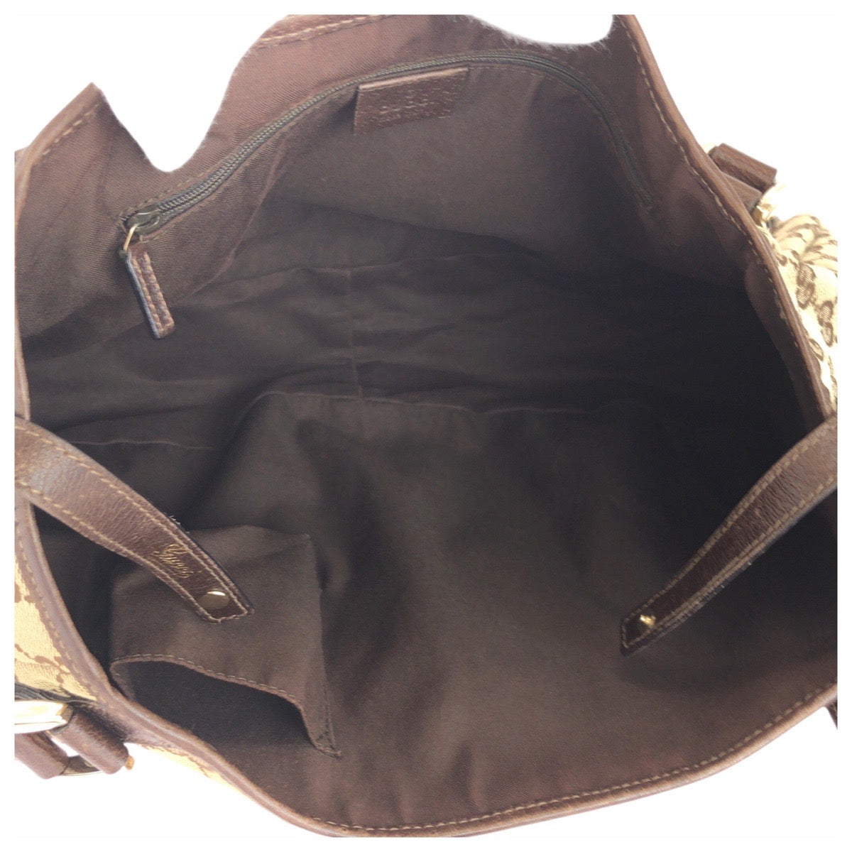 17803
GUCCI グッチ ベージュ ブラウン ゴールド金具 GGキャンバス / レザー 130736 トートバッグ ショルダーバッグ レディース