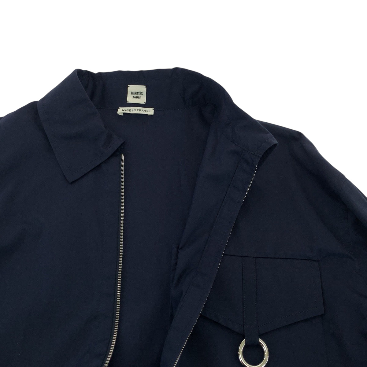 17805
HERMES エルメス セリエボタン サイズ36 ネイビー シルバー金具 コットン 3E0616DX シャツジャケット ジップアップシャツ ジャケット メンズ SA66
