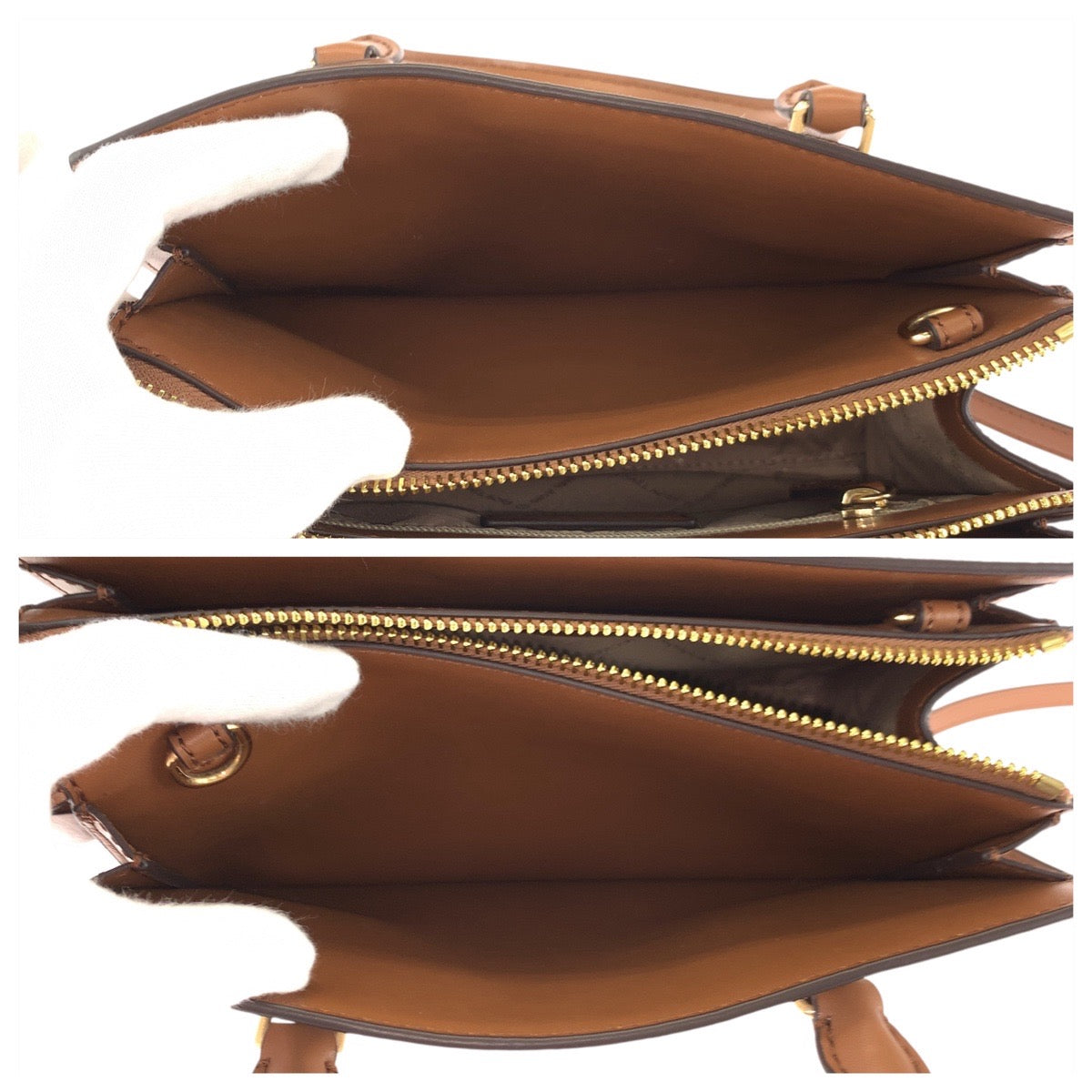 17820
Michael Kors マイケルコース MKシグネチャー シェイラ センタージップ サッチェル ホワイト ブラウン ゴールド金具 PVC ショルダーバッグ ハンドバッグ トートバッグ 2way レディース S19