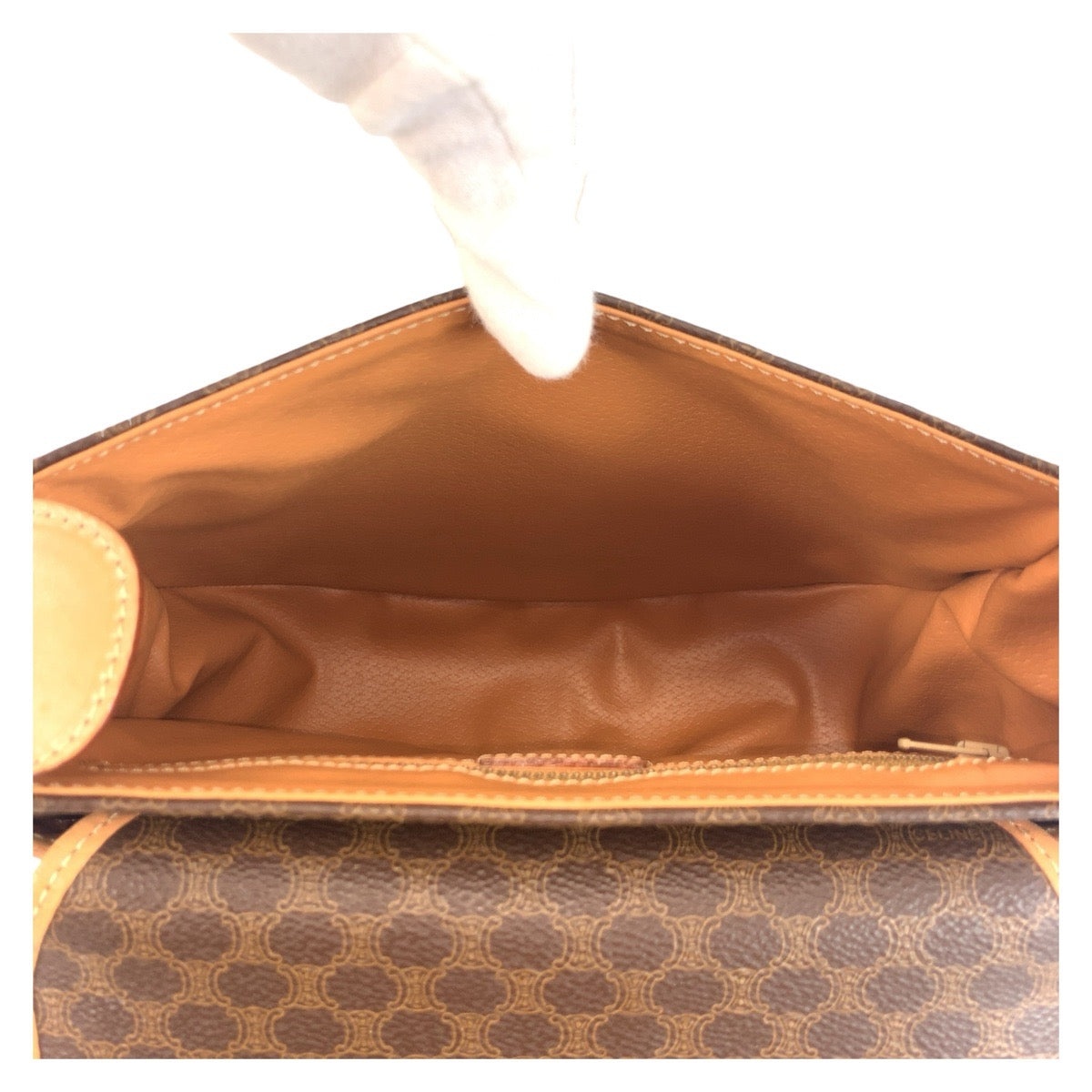 17894
CELINE セリーヌ マカダム ブラウン ゴールド金具 PVC / レザー M14 ショルダーバッグ ポシェット レディース AB22