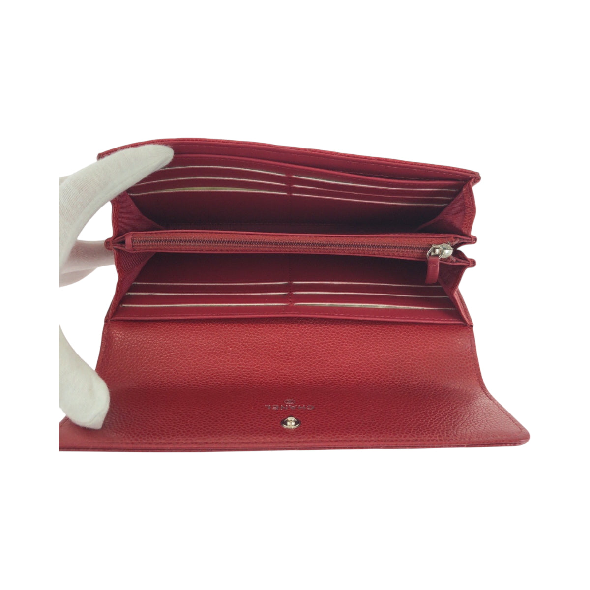 17930
CHANEL シャネル マトラッセ ココマーク レッド シルバー金具 キャビアスキン 長財布 ロングウォレット レディース ABP74