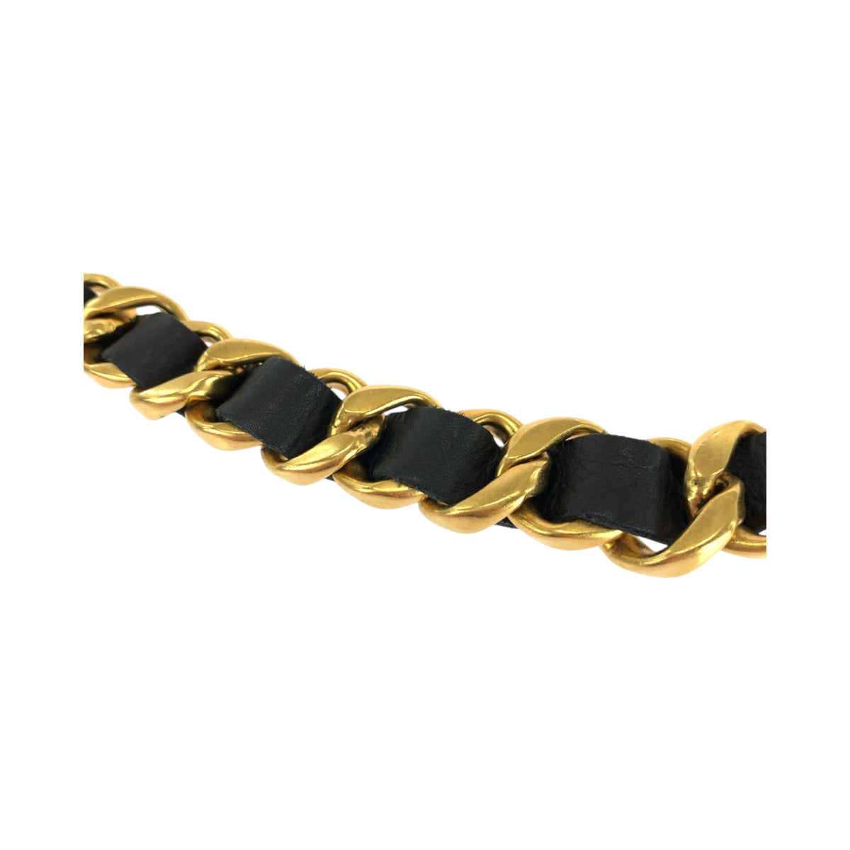 18077
CHANEL Vintage 75/30 Black Leather Chain Belt with Gold Hardware 96 P-stamp Ladies ABP98