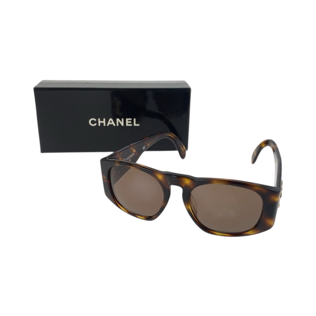 18079
CHANEL シャネル ヴィンテージ マトラッセ ココマーク マーブル ブラウン ゴールド プラスチック 01450 01235 サングラス ウェリントン レディース