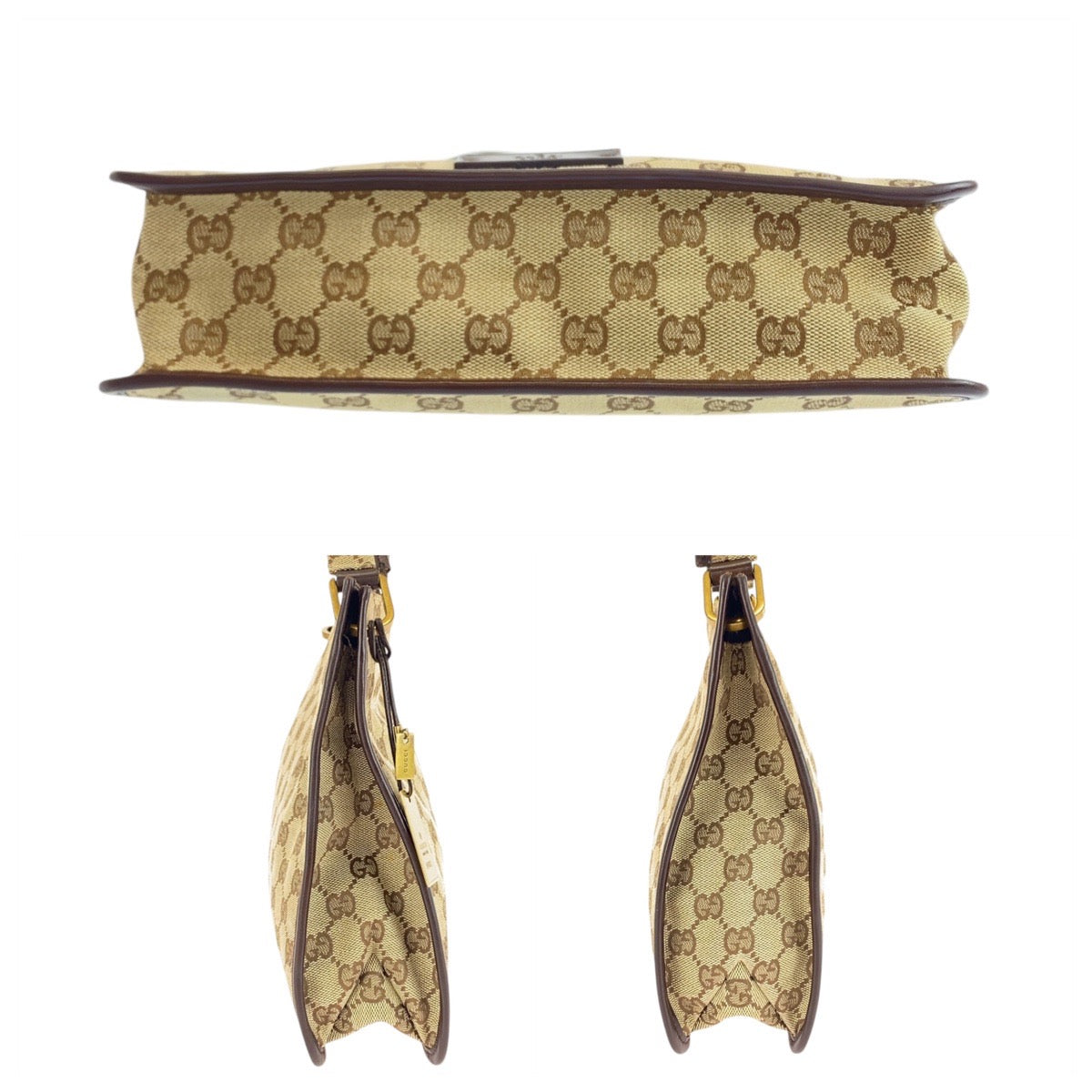 20129
GUCCI グッチ ベージュ ブラウン GGキャンバス / レザー 91762 ショルダーバッグ メッセンジャーバッグ レディース ABP29