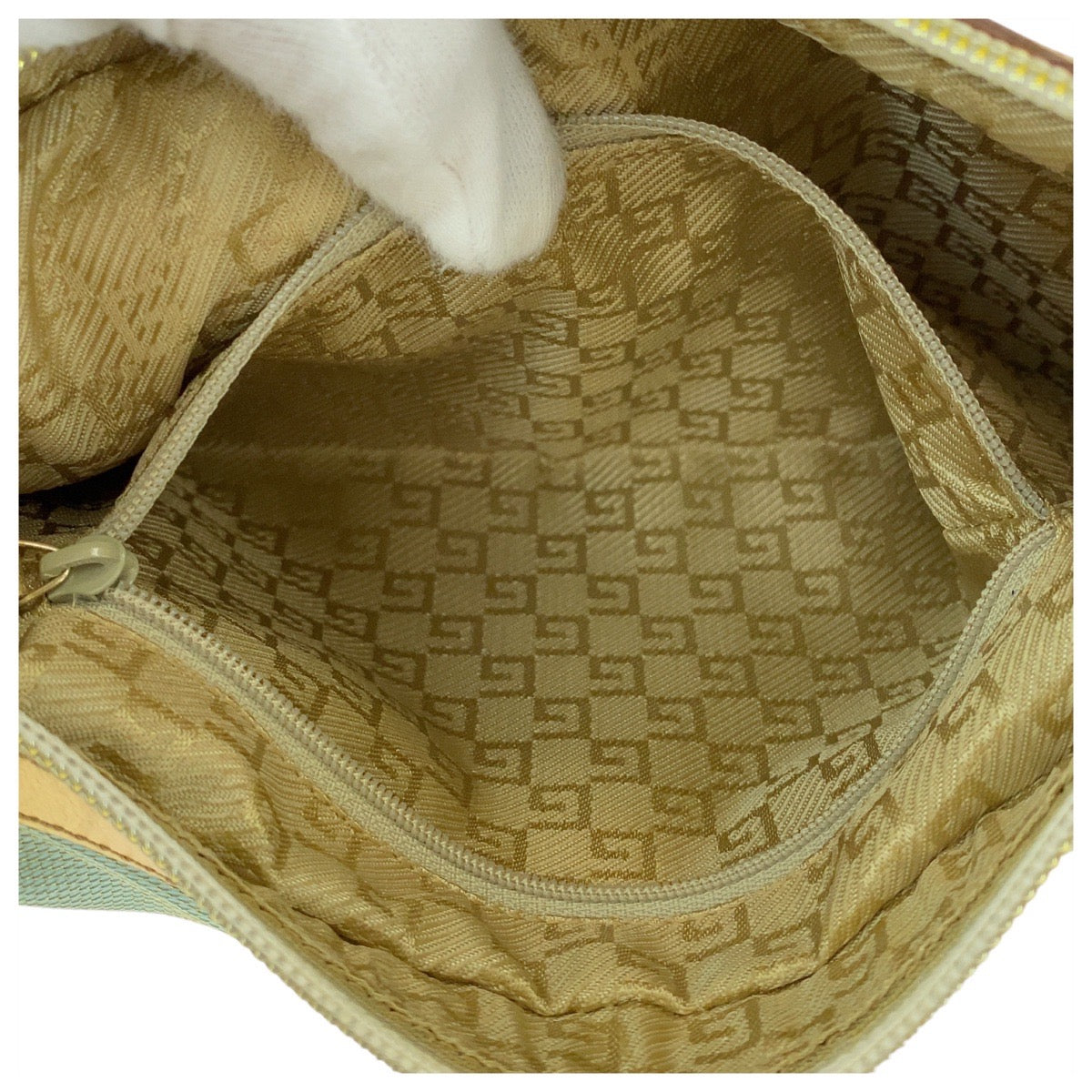 18180
GUCCI グッチ シェリーライン グリーン ゴールド キャンバス 001 4186 ホーボー ショルダーバッグ レディース A54