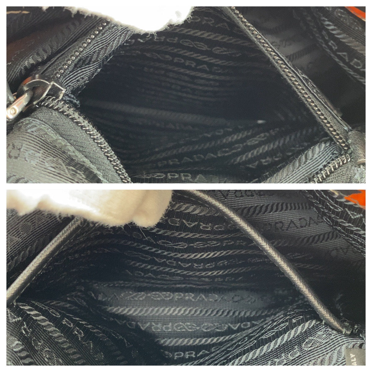 18211
PRADA プラダ テスート 三角ロゴプレート オレンジ ネイビー シルバー金具 ナイロン / レザー リュック バックパック レディース A62