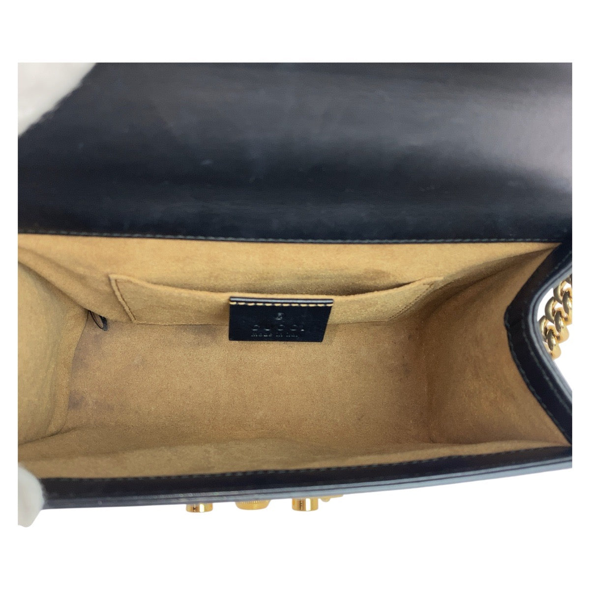 18377
GUCCI グッチ パドロック ブラック 黒 ゴールド金具 レザー 409487 チェーンショルダーバッグ レディース ABP75