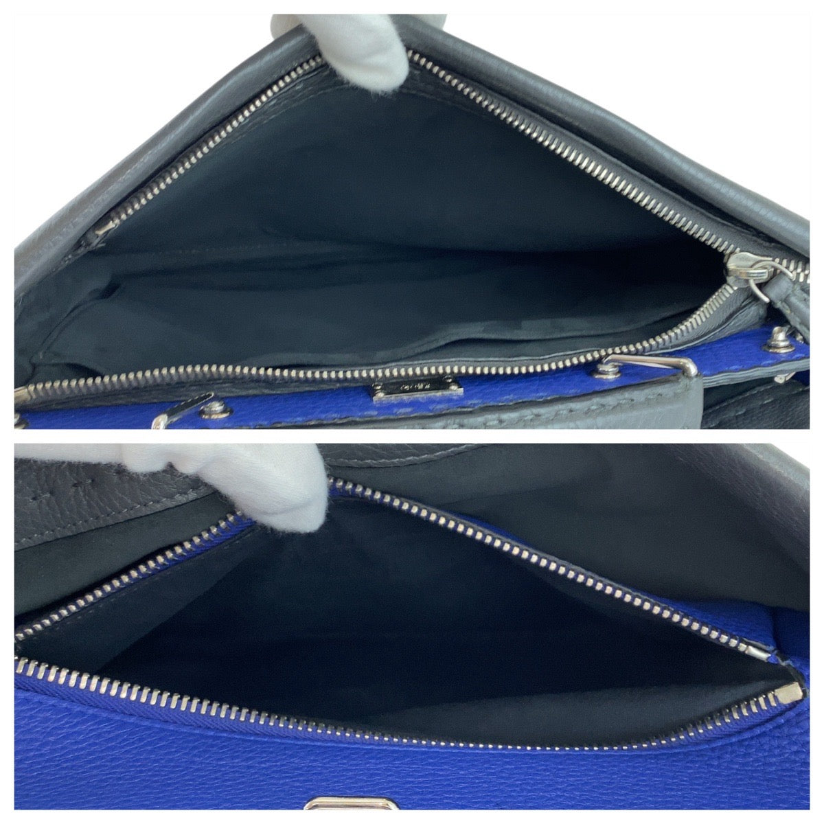 18489
FENDI フェンディ セレリア ピーカブー グレー シルバー金具 レザー 7VA406 ビジネスバッグ ブリーフケース メンズ AB75