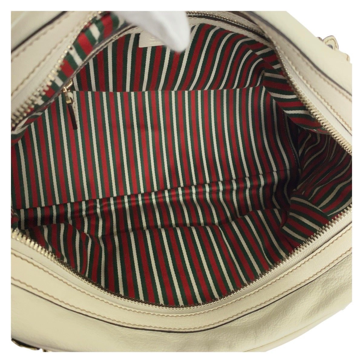 18518
GUCCI グッチ バンブー ホースビット ホワイト ゴールド金具 レザー 159398 ハンドバッグ ショルダーバッグ レディース AB48