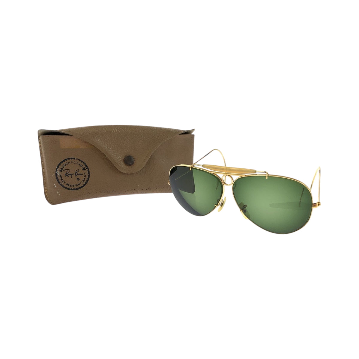 18564
Ray-Ban レイバン ヴィンテージ シューター ゴールド グリーン チタン サングラス ティアドロップ メンズ AB10