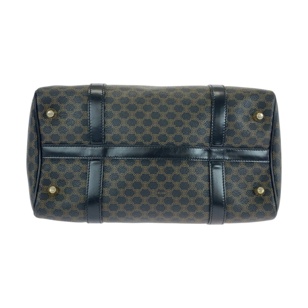 18633
CELINE セリーヌ マカダム ブラウン ブラック ゴールド金具 PVC DM00/1 ハンドバッグ ボストンバッグ レディース ABP58