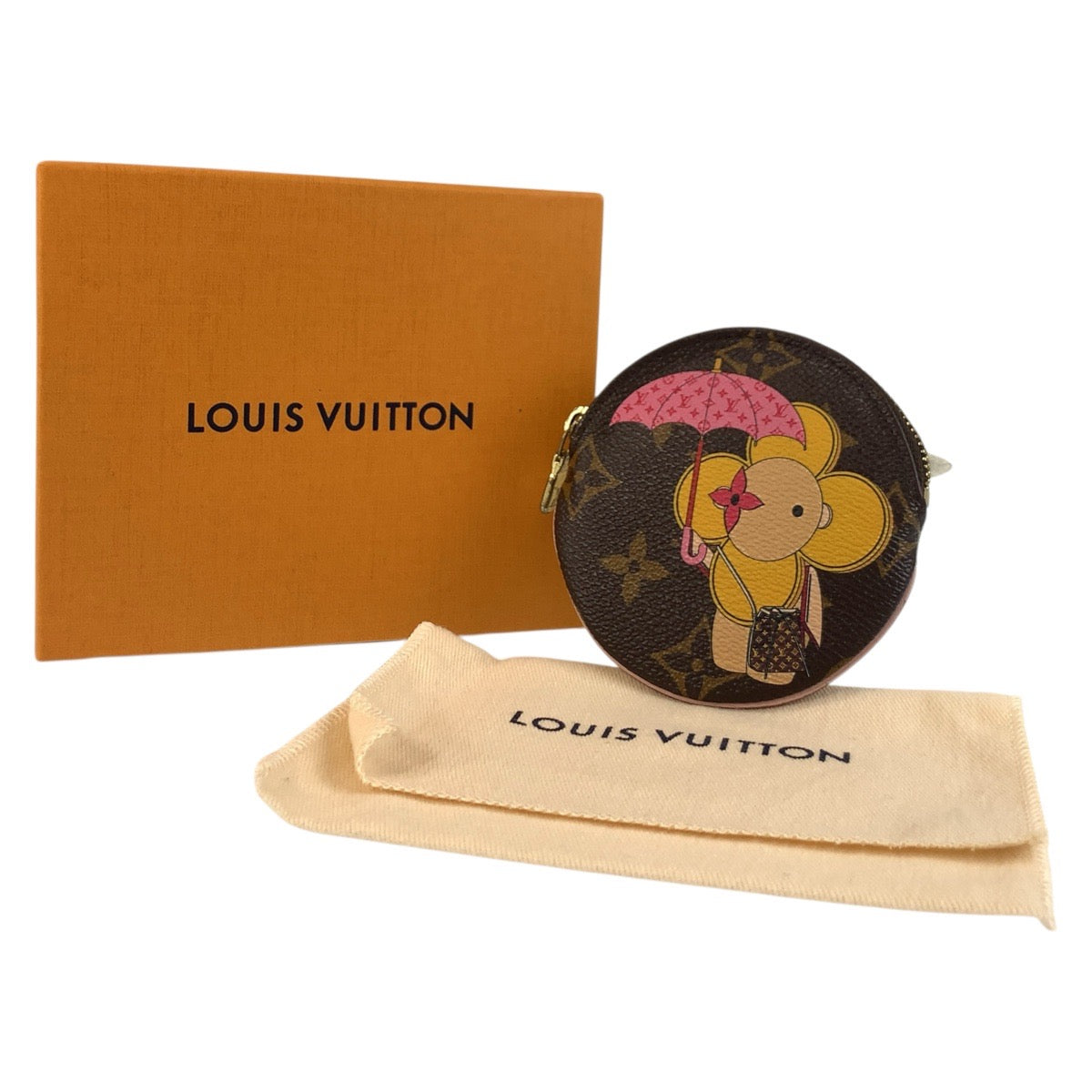 18678
LOUIS VUITTON ルイヴィトン モノグラム ポルトモネ ロン ヴィヴィエンヌ ブラウン イエロー ゴールド金具 PVC M69057 コインケース 小銭入れ レディース ABP35