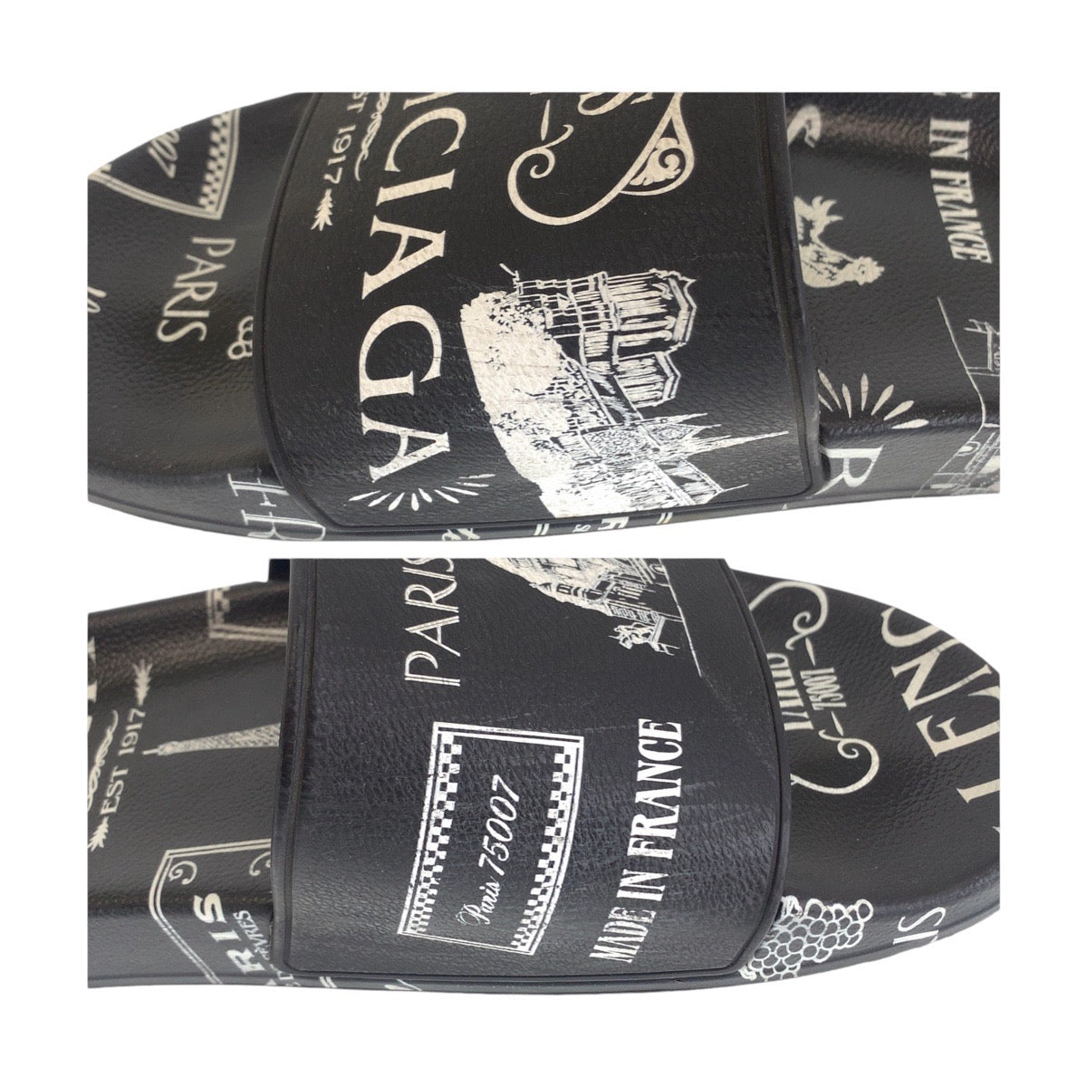 18729
BALENCIAGA バレンシアガ 表記サイズ12/29.5cm ブラック 黒 ホワイト ゴム サンダル スリッパ スライド メンズ ABP30