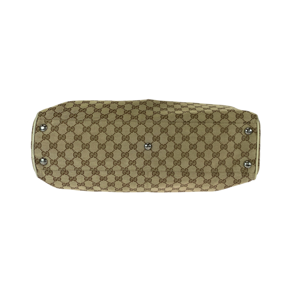 18740
GUCCI グッチ ベージュ ホワイト シルバー金具 GGキャンバス 153213 トートバッグ ショルダーバッグ レディース AB39