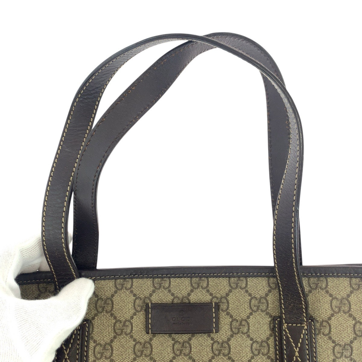 18759
GUCCI Brown Silver Hardware GG Supreme Canvas / Leather 211138 Tote Bag Handbag Ladies AB32