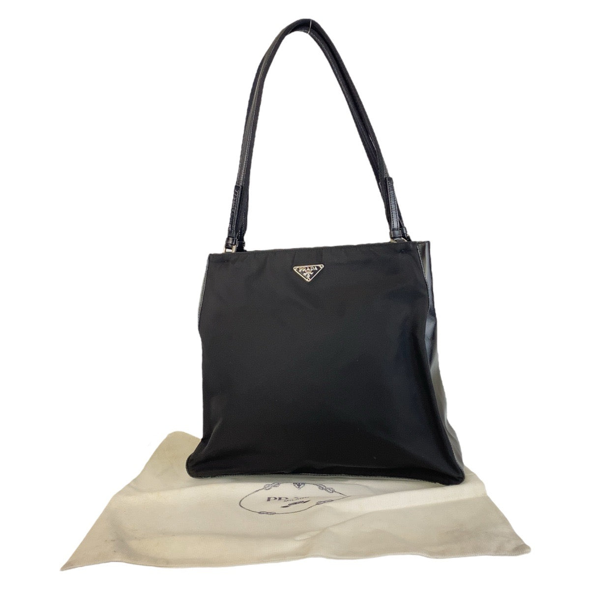 18788
PRADA プラダ テスート 三角ロゴプレート ブラック 黒 シルバー金具 ナイロン トートバッグ ショルダーバッグ レディース ABP39