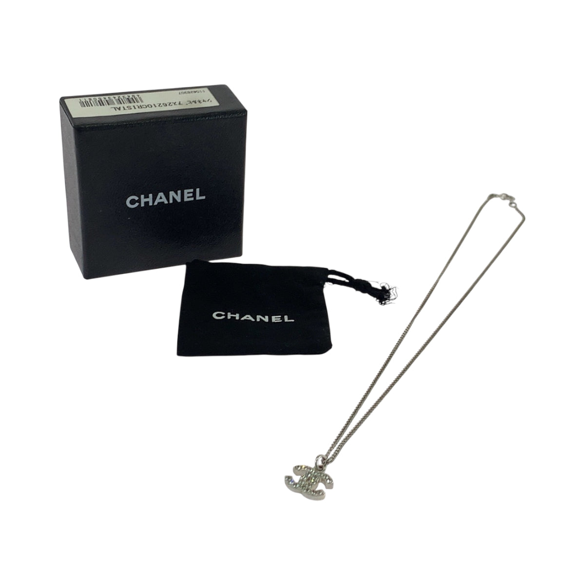 18844
CHANEL シャネル ヴィンテージ ココマーク ラインストーン シルバー メッキ ネックレス レディース AB54