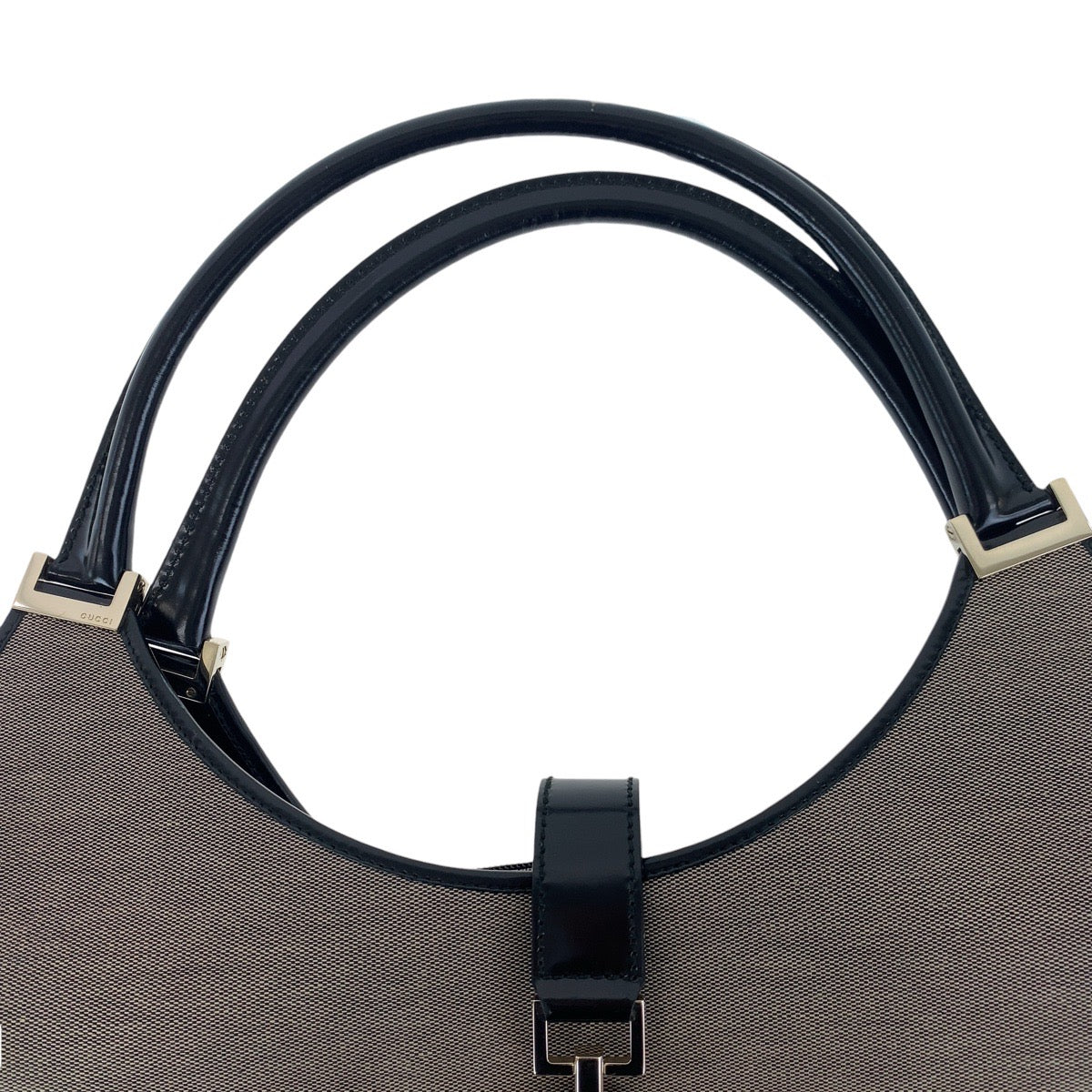 18868
GUCCI Jackie Grey Beige Black Gold Hardware Canvas / Leather 019 0345 Shoulder Bag Unisex Women's A51