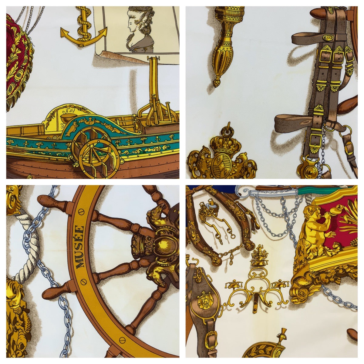 18870
HERMES エルメス BATEAU A VAPEUR DE JOUFFROY DABBANS 1784 カレ90 ブルー マルチカラー シルク スカーフ 大判スカーフ レディース AB