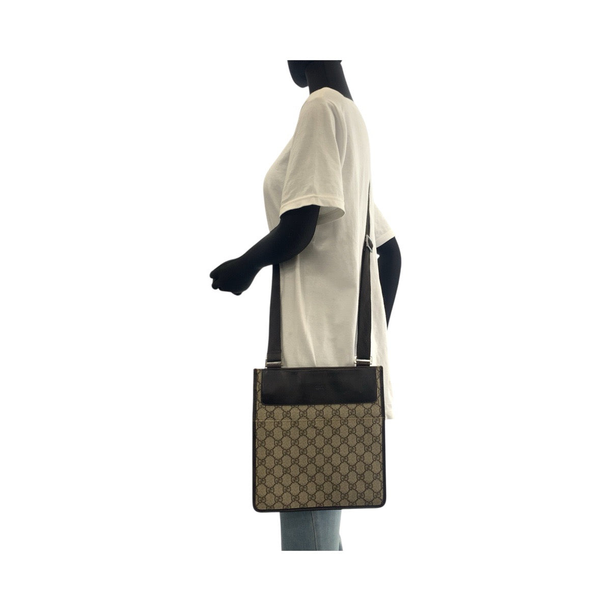 18889
GUCCI Brown Silver Hardware GG Supreme Canvas / Leather 27639 Shoulder Bag Pochette Women's AB31