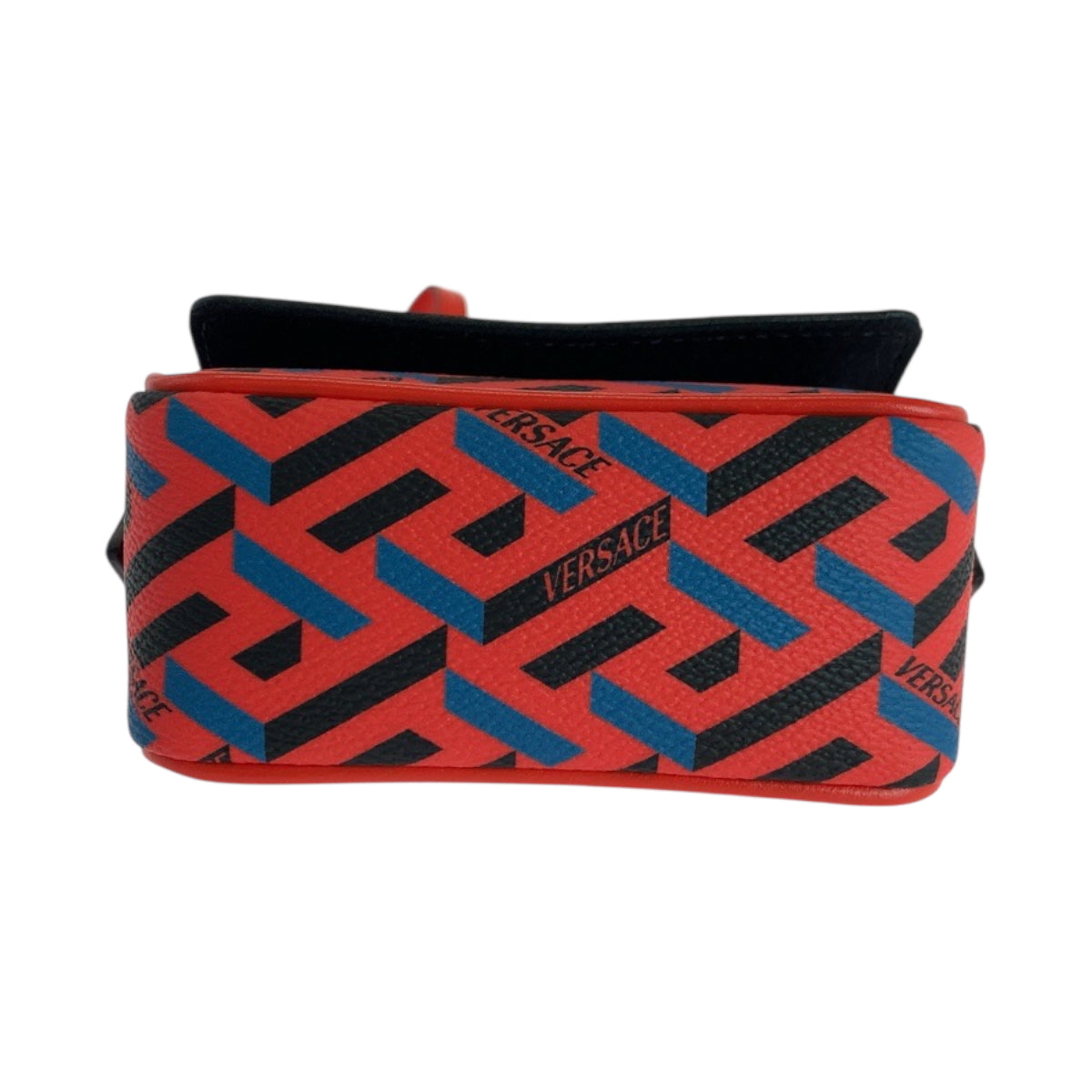 18916
VERSACE ヴェルサーチ ラグレカシグネチャー レッド ブルー ブラック ゴールド金具 レザー ショルダーバッグ ミニバッグ レディース A27