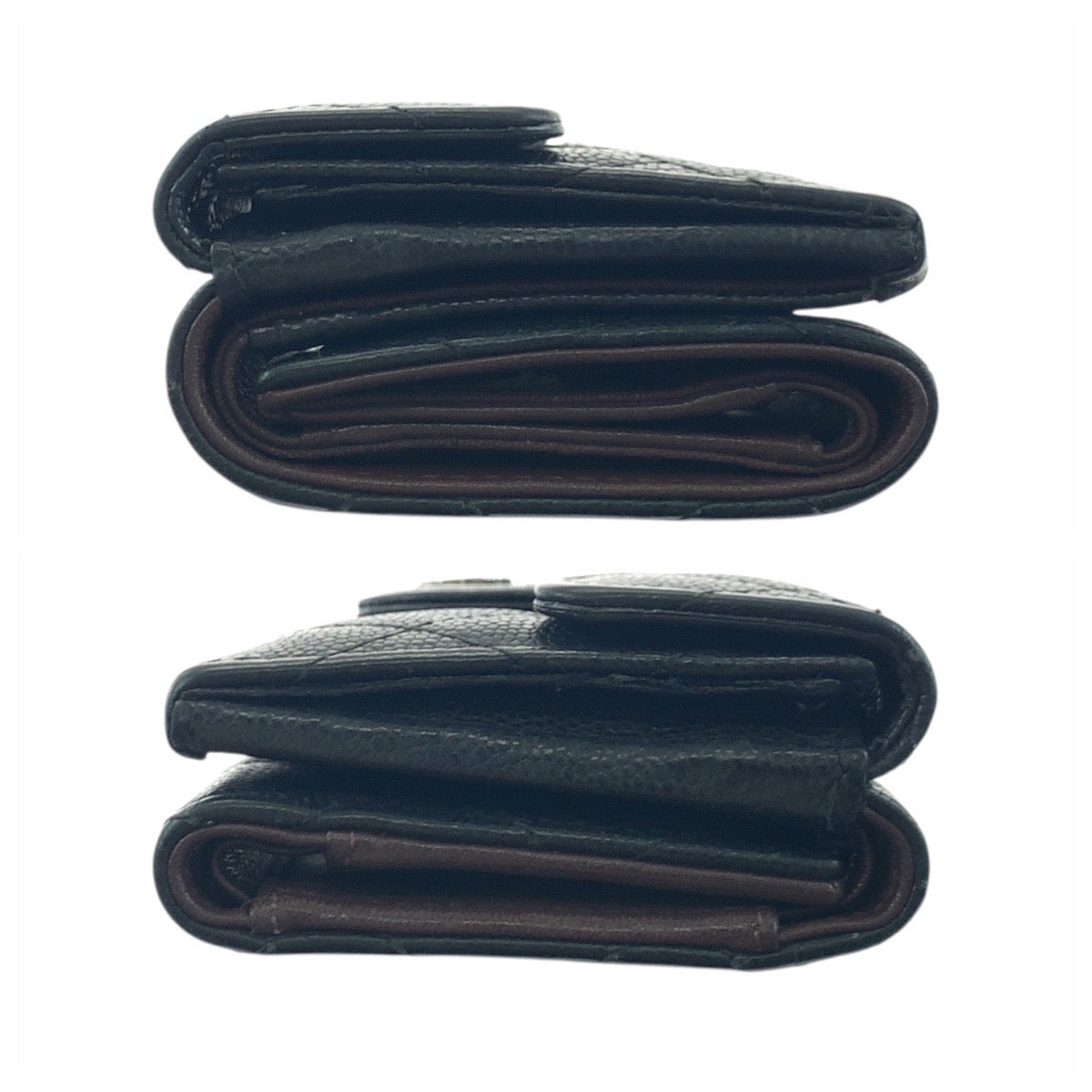 19050
CHANEL シャネル マトラッセ ココマーク ブラック 黒 ゴールド金具 ラムスキン 折財布 コンパクトウォレット レディース ABP68