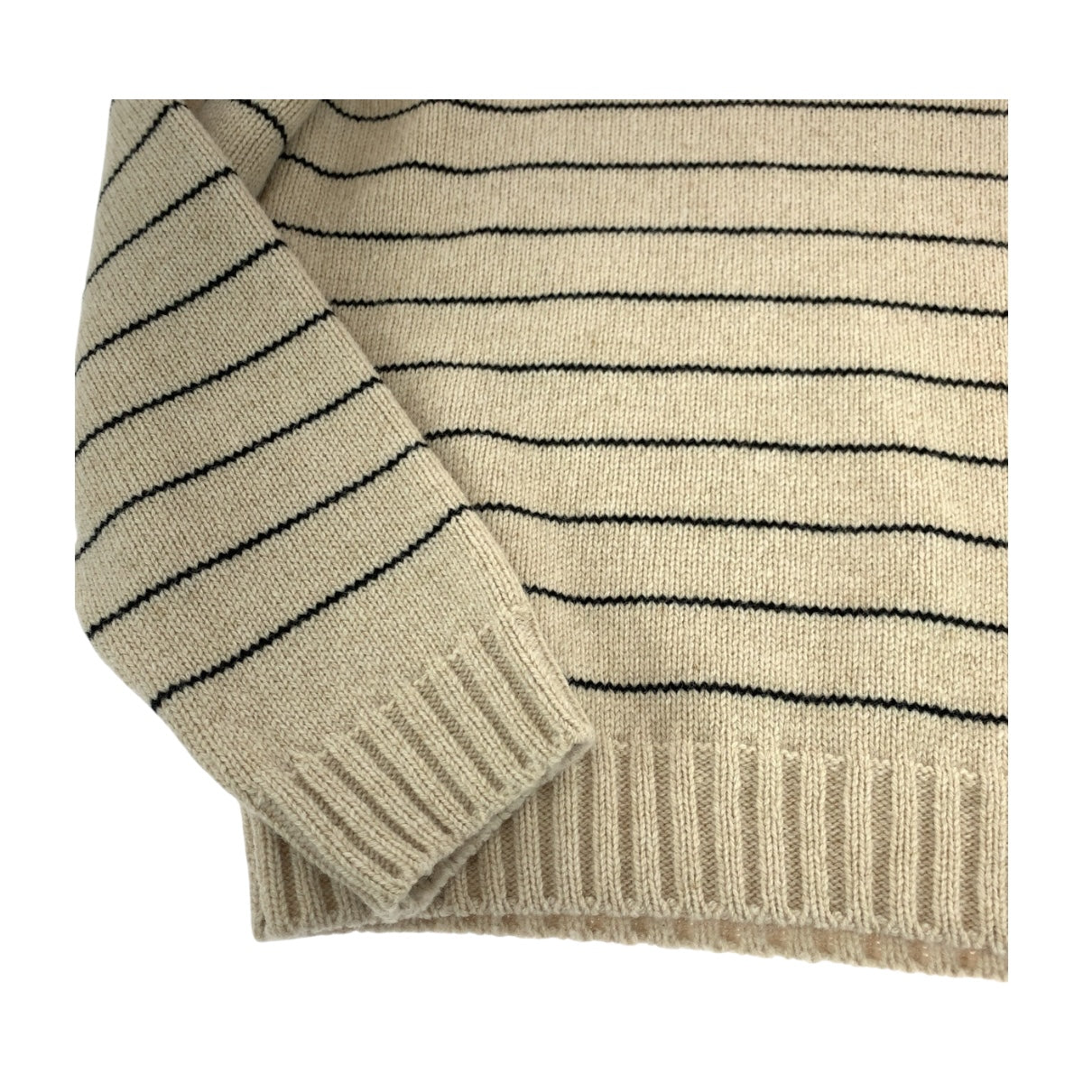 19068
CELINE セリーヌ トリオンフ 刺繍ボーダーニット サイズL ベージュ ブラック ウール 2AE4F896T ニット クルーネック セーター メンズ SA100