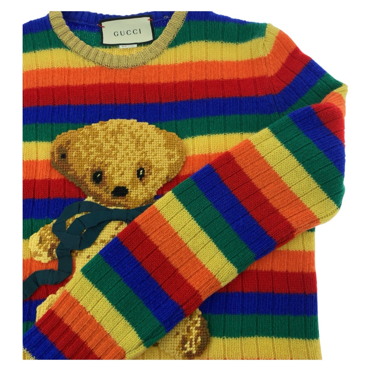19084
GUCCI グッチ テディベア レインボー サイズM マルチカラー ウール / カシミヤ 501393 ニット カットソー セーター レディース A42