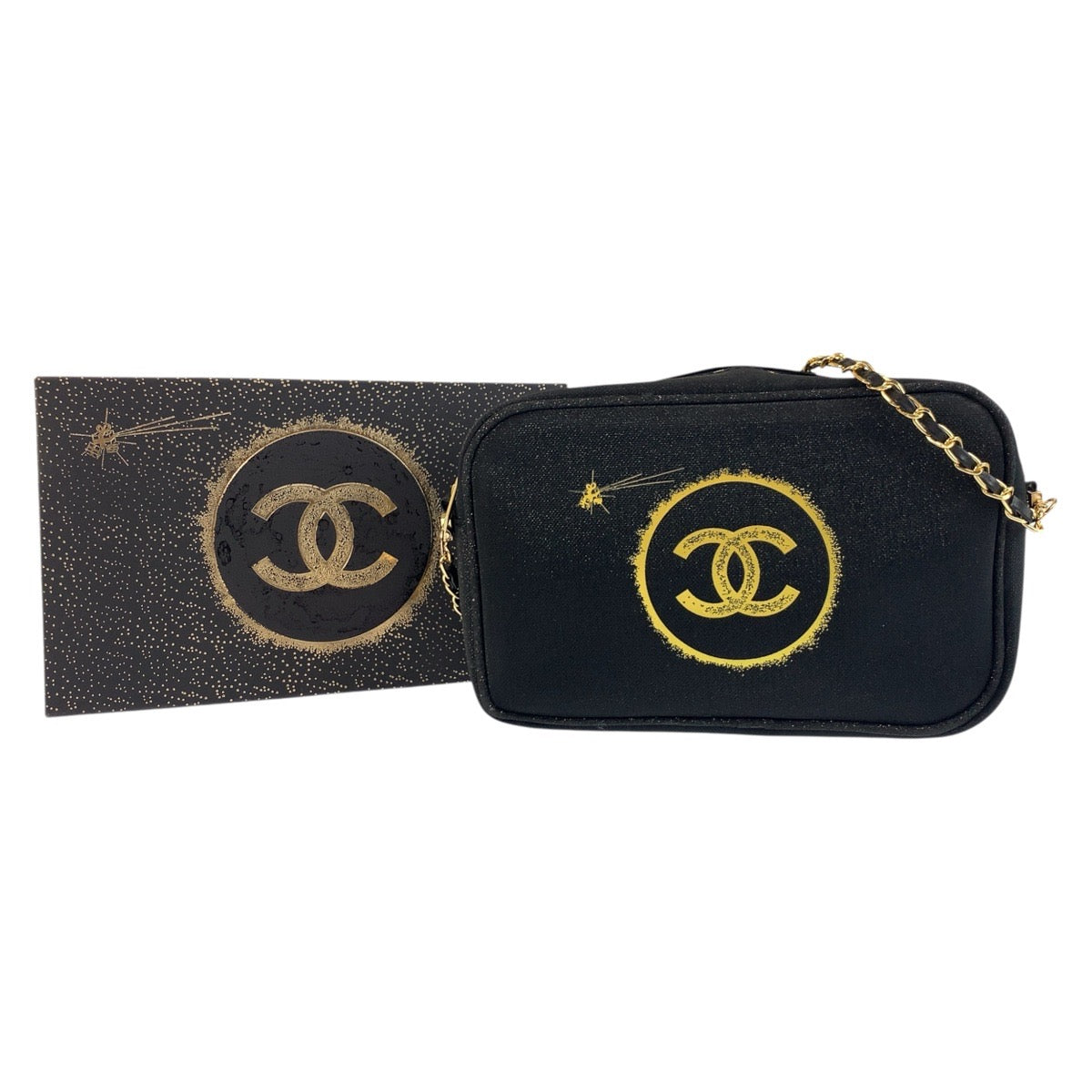 19100
CHANEL シャネル ココマーク ブラック ゴールド金具 ポリウレタン / ポリエステル ショルダーバッグ ポシェット ポーチ レディース