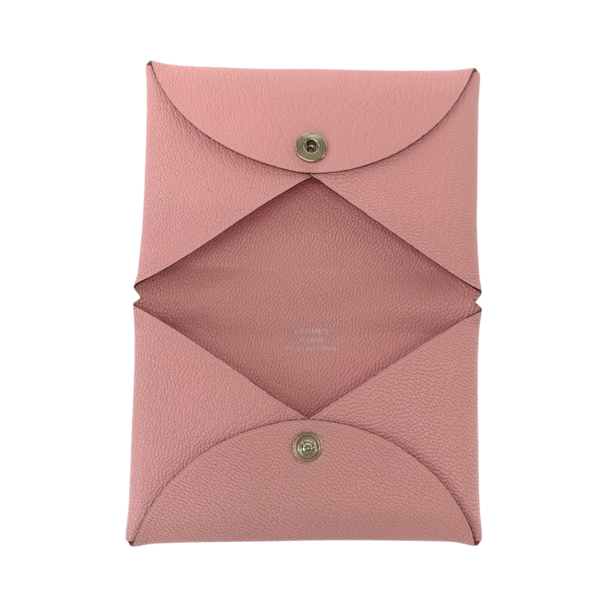 19249
HERMES エルメス カルヴィ ローズサクラ ピンク シルバー金具 シェーブル コインケース コンパクトウォレット Y刻印 レディース ABP24