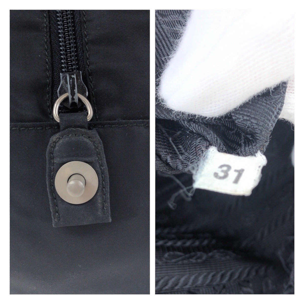 19367
PRADA プラダ テスート 三角ロゴプレート ブラック 黒 シルバー金具 ナイロン トートバッグ ハンドバッグ レディース ABP20