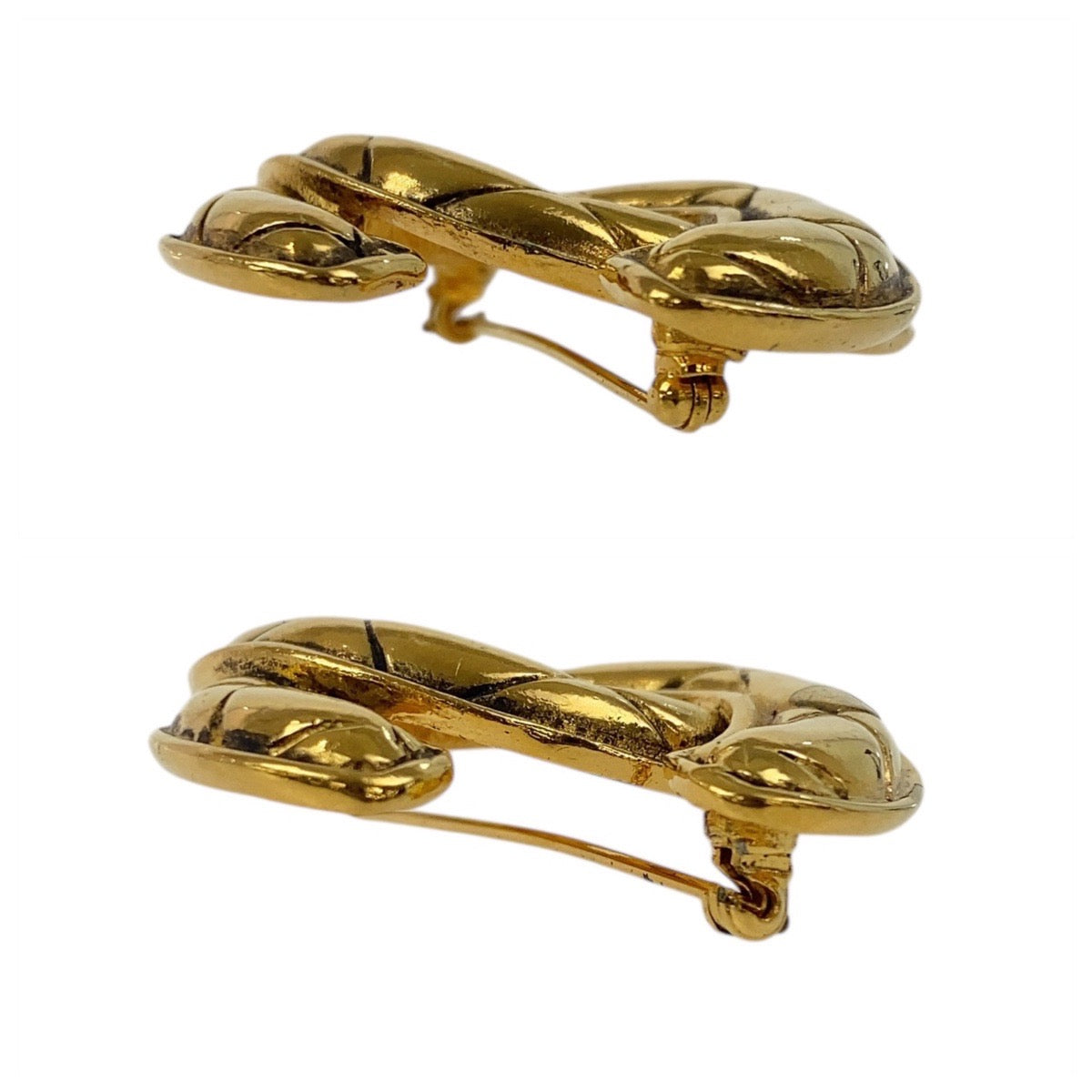 19375
CHANEL シャネル ヴィンテージ マトラッセ メッキ ブローチ レディース ABP59