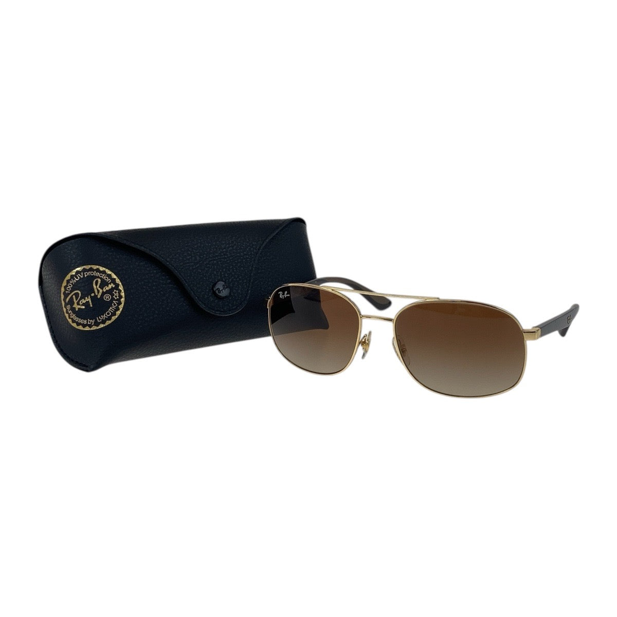 19384
Ray-Ban Brown Gold Metal / Plastic RB 3533 001/13 58□17 140 3N Sunglasses Unisex Teardrop Men's A17