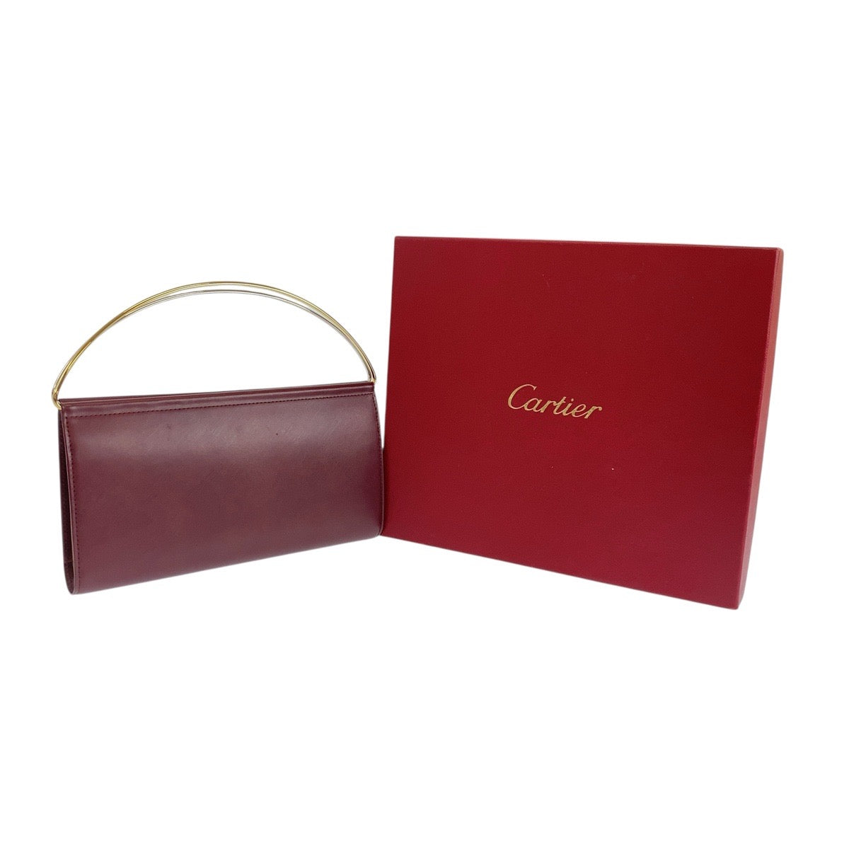 19395
CARTIER カルティエ ボルドー ゴールド シルバー レザー 長財布 ハンドル付きウォレット レディース AB11