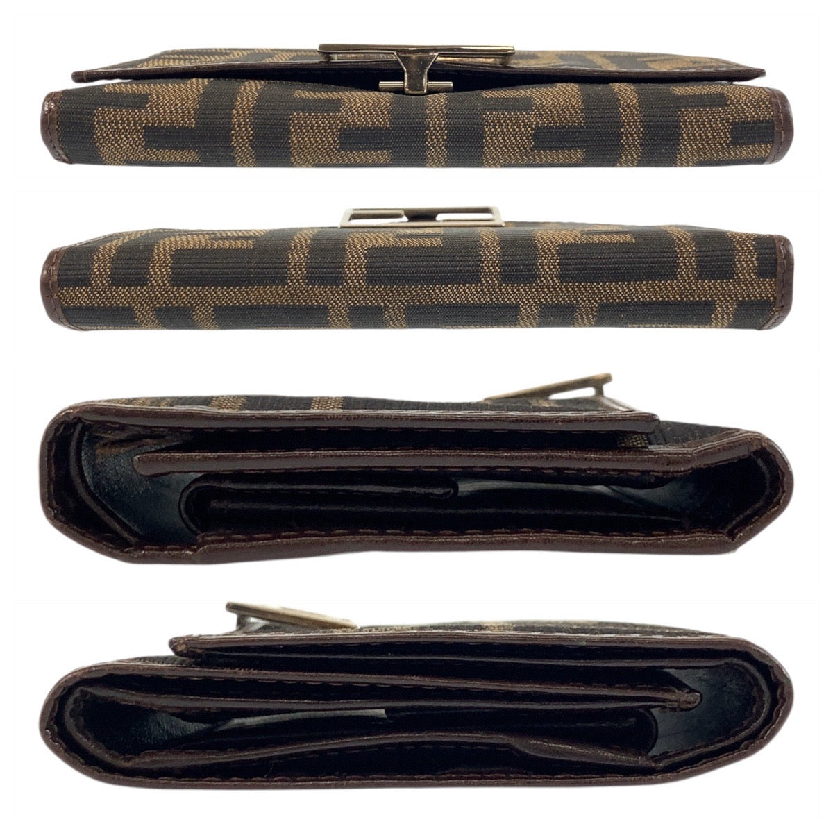 19408
FENDI フェンディ ズッカ ブラウン シルバー金具 キャンバス 07-15829/0-012 折り財布 コンパクトウォレット レディース ABP