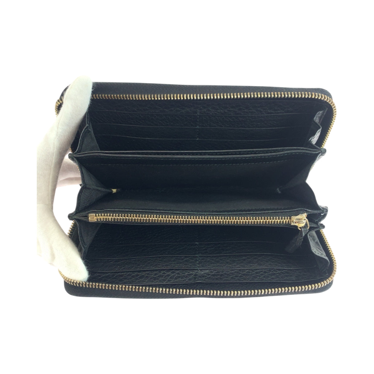 19425
GUCCI グッチ ソーホー インターロッキング ブラック 黒 ゴールド金具 レザー 308280 長財布 ラウンドファスナー レディース AB