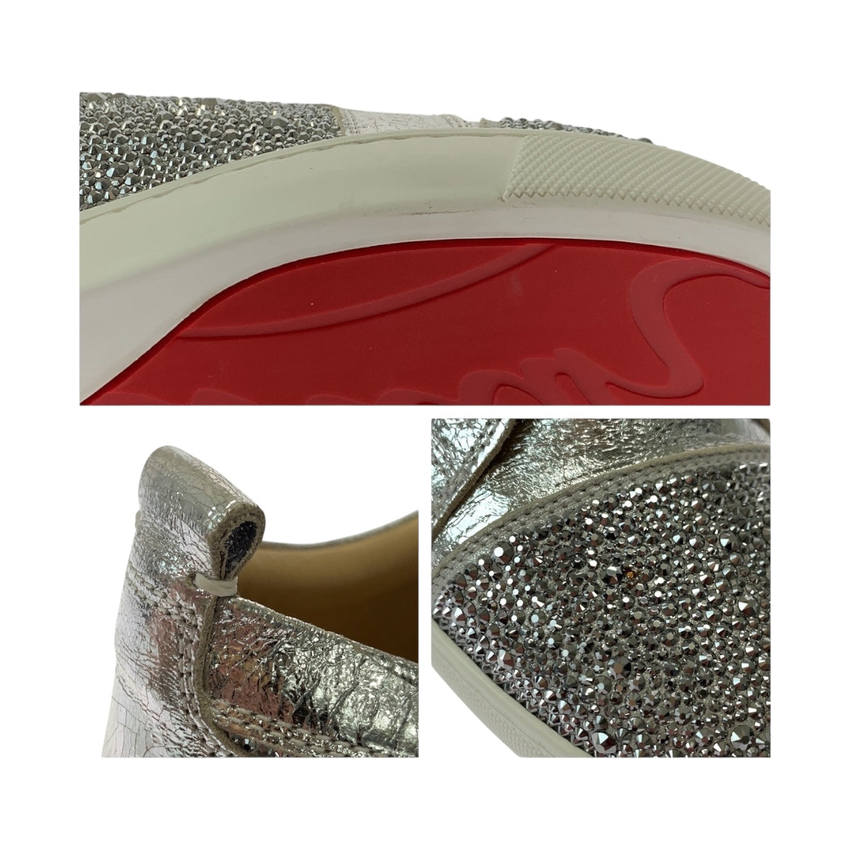 19592
Christian Louboutin クリスチャンルブタン ルイスジュニア スワロフスキー サイズ38 シルバー スワロフスキー / レザー 3180154 スニーカー レディース A41